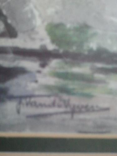 Signed wtercolour J Vandi Vyvesh continental canal bridge2.jpg