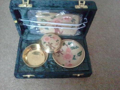 3 Peice Indian Brass enamelled boxed set.jpeg